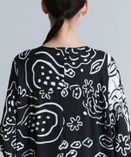 RHEGT27990 HIROKO KOSHINO(ヒロココシノ) アートフルーツプリントワンピース ブラック