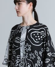 RHEGT27990 HIROKO KOSHINO(ヒロココシノ) アートフルーツプリントワンピース ブラック