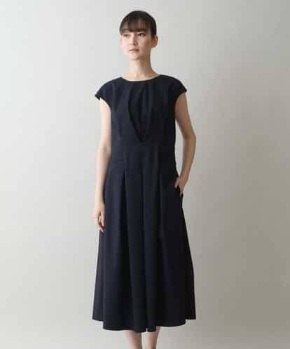 新品　ヒロココシノ HIROKO KOSHINO ストライプ ワンピース 40 ヒロココシノHIROKO KOSHINO ストライプバックボタン七部丈