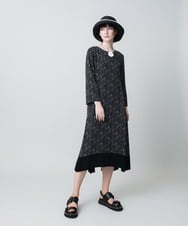 RHEHB04980 HIROKO KOSHINO(ヒロココシノ) 小付きレオパード柄ワンピース /日本製 ブラック
