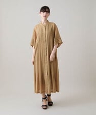 RHEHE01890 HIROKO KOSHINO(ヒロココシノ) 立体プリーツシアーワンピース /洗える ベージュ