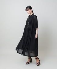 RHEHE01890 HIROKO KOSHINO(ヒロココシノ) 立体プリーツシアーワンピース /洗える ブラック