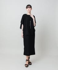 RHEHE05690 HIROKO KOSHINO(ヒロココシノ) ドレープスリーブ楊柳ワンピース /洗える ブラック