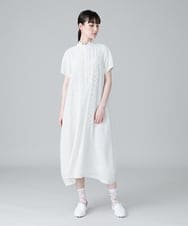 RHEHW33890 HIROKO KOSHINO(ヒロココシノ) ドットモノトーンプリントワンピース /洗える ホワイト