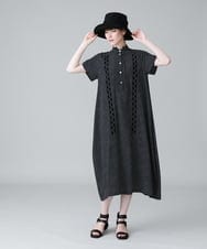RHEHW33890 HIROKO KOSHINO(ヒロココシノ) ドットモノトーンプリントワンピース /洗える ブラック