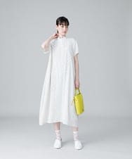 RHEHW33890 HIROKO KOSHINO(ヒロココシノ) ドットモノトーンプリントワンピース /洗える ブラック