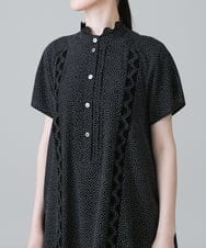 RHEHW33890 HIROKO KOSHINO(ヒロココシノ) ドットモノトーンプリントワンピース /洗える ブラック