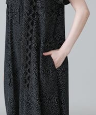 RHEHW33890 HIROKO KOSHINO(ヒロココシノ) ドットモノトーンプリントワンピース /洗える ブラック
