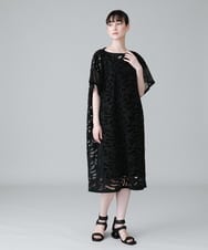 RHEHX45720 HIROKO KOSHINO(ヒロココシノ) エンブロイダリーレースワンピース/日本製/洗える ブラック