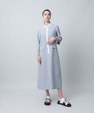 RHEIB11890 HIROKO KOSHINO(ヒロココシノ) 切り替えデザインストライプワンピース /日本製 ブルー