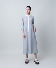 RHEIB11890 HIROKO KOSHINO(ヒロココシノ) 切り替えデザインストライプワンピース /日本製 ブルー