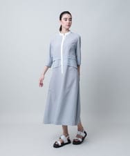 RHEIB11890 HIROKO KOSHINO(ヒロココシノ) 切り替えデザインストライプワンピース /日本製 ブルー