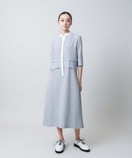 RHEIB11890 HIROKO KOSHINO(ヒロココシノ) 切り替えデザインストライプワンピース /日本製 ブルー