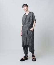 RHEJB22890 HIROKO KOSHINO(ヒロココシノ) 幾何シャイニープリントワンピース/日本製/洗える ブラック