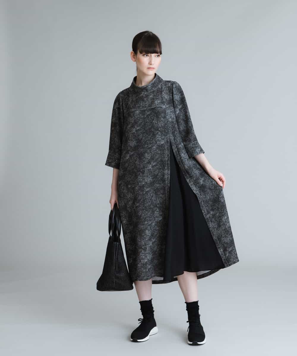 Hiroko Koshino ヒロココシノ 日本製 デニム風プリントワンピース イトキンオンラインストア