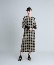 RHEJQ03990 HIROKO KOSHINO(ヒロココシノ) 【日本製】ドビーチェックワンピース ブラック