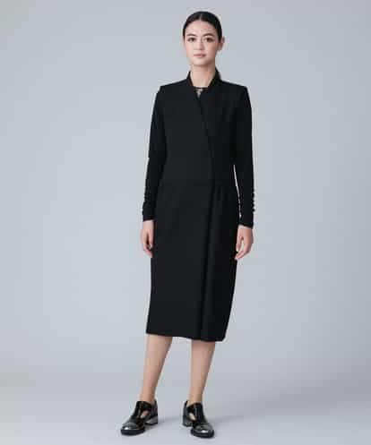 RHEJT16790 HIROKO KOSHINO 【日本製】ツイルストレッチスリーブレスワンピース