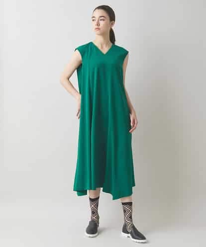 RHEJW51790 HIROKO KOSHINO パイピングラインスリーブレスワンピース /日本製