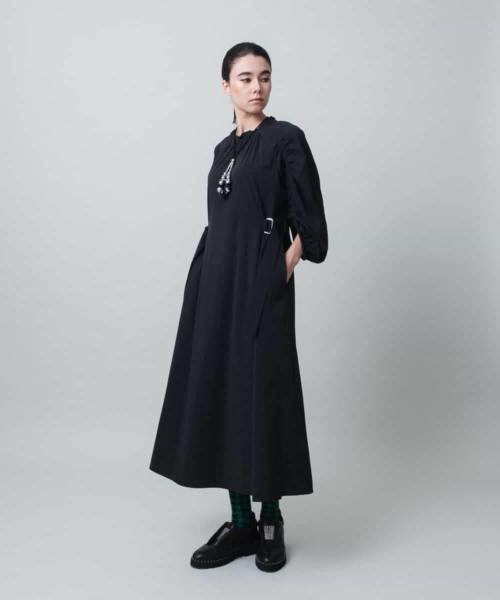 RHELC51890 HIROKO KOSHINO(ヒロココシノ) ストレッチギャザーワンピース/日本製 ブラック