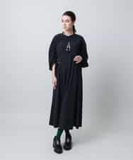 RHELC51890 HIROKO KOSHINO(ヒロココシノ) ストレッチギャザーワンピース/日本製 ブラック