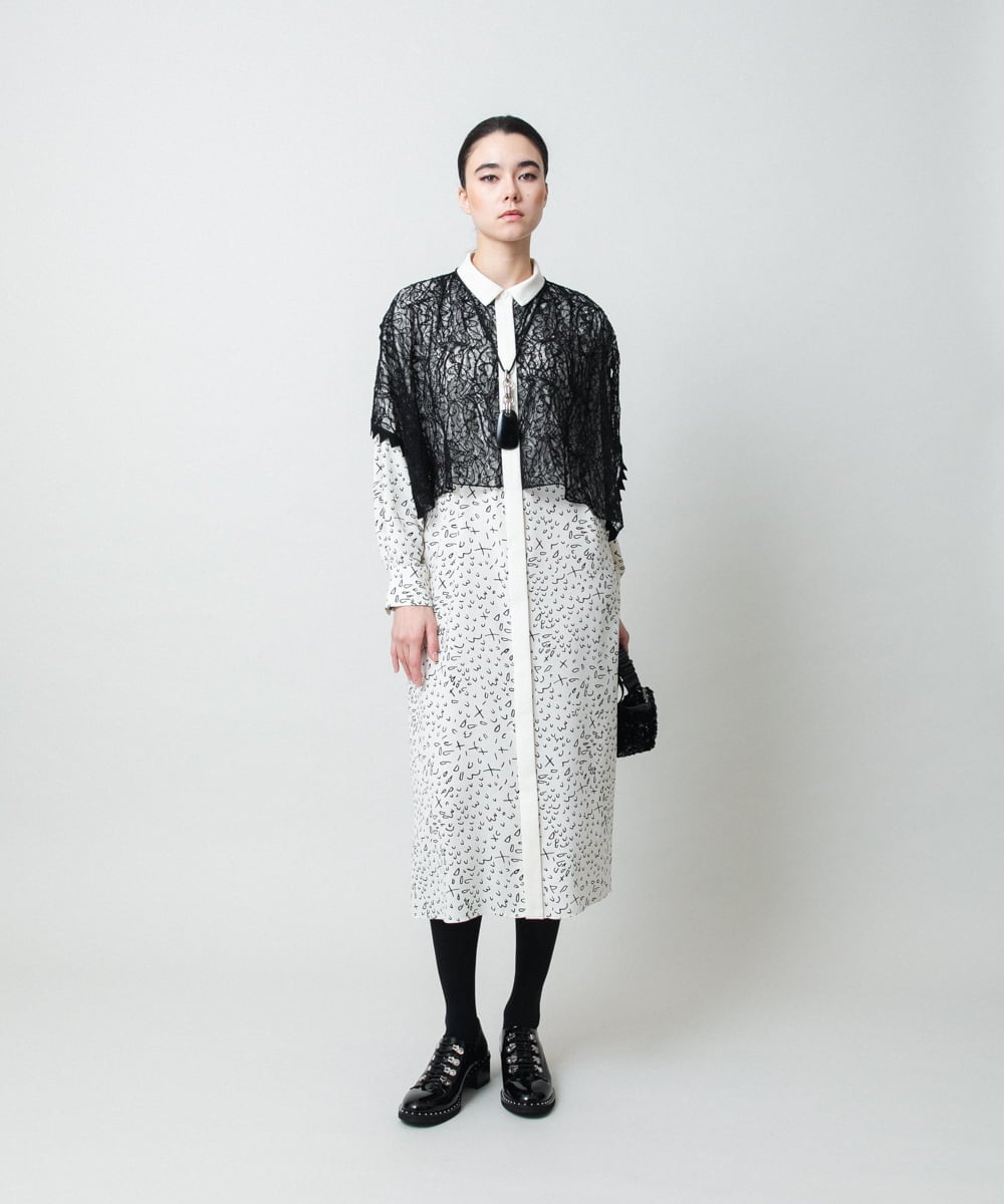 RHEWD36120 HIROKO KOSHINO(ヒロココシノ) ケープライクシャツワンピース/日本製 ベージュ