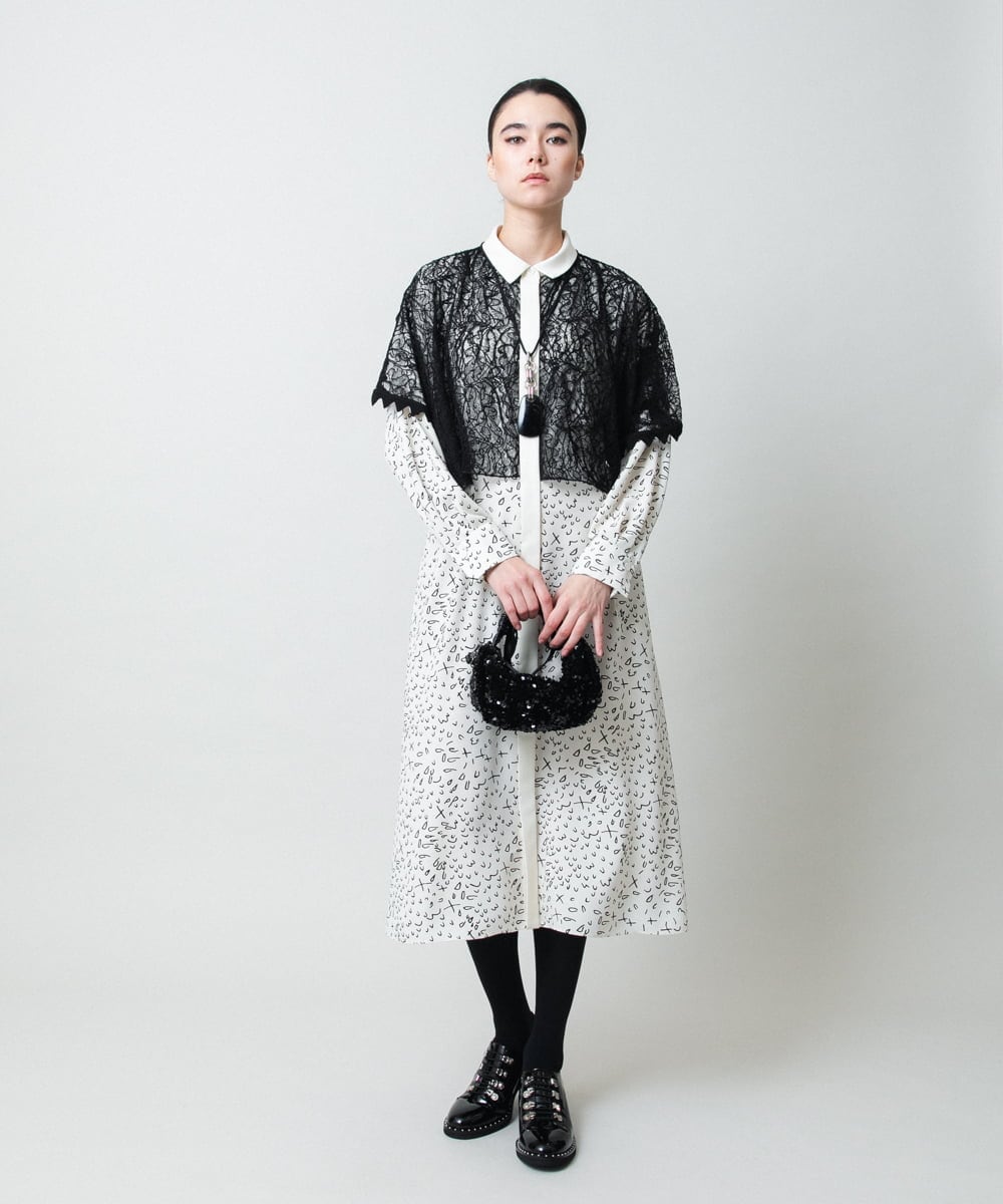 RHEWD36120 HIROKO KOSHINO(ヒロココシノ) ケープライクシャツワンピース/日本製 ベージュ