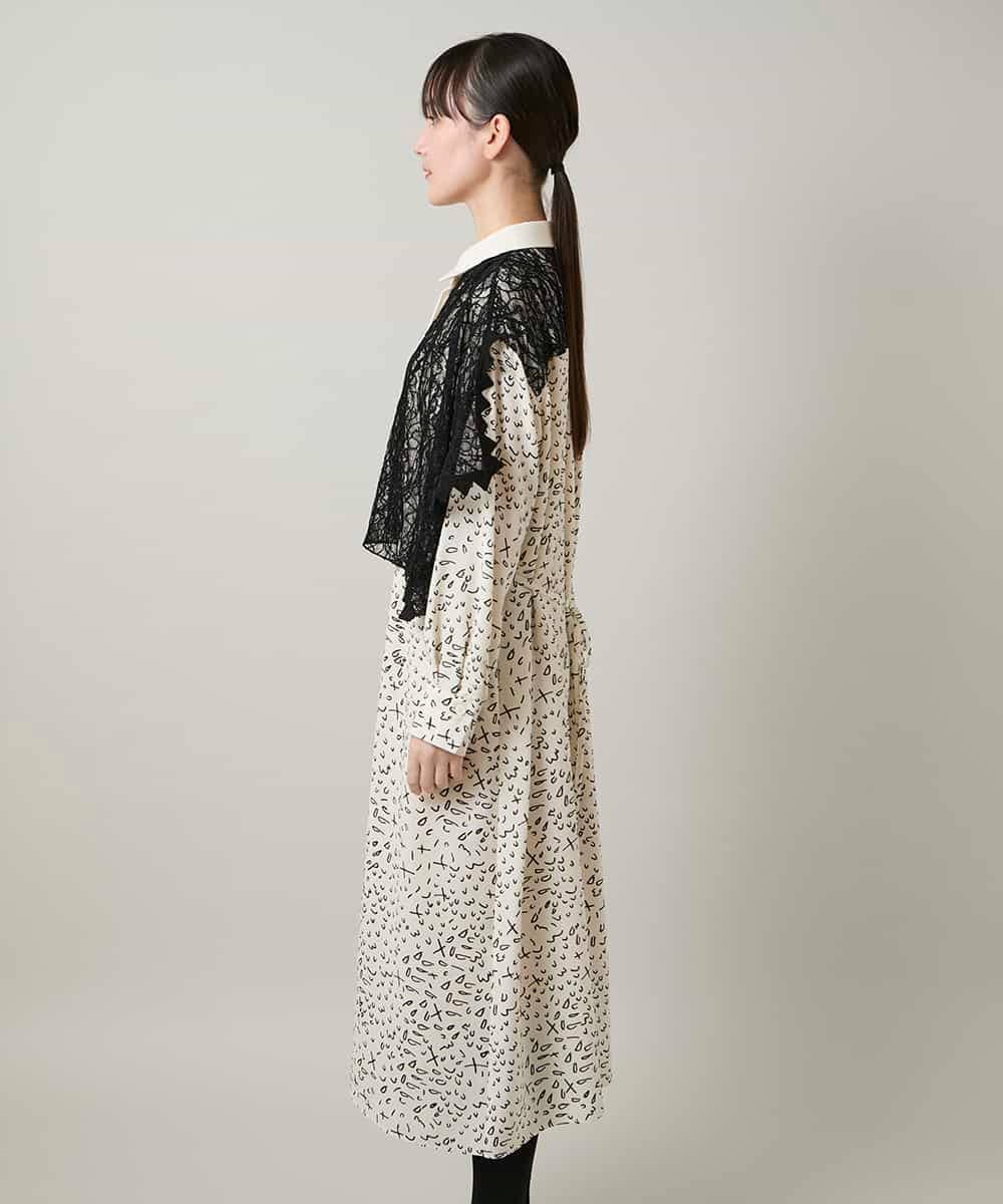 RHEWD36120 HIROKO KOSHINO(ヒロココシノ) ケープライクシャツワンピース/日本製 ベージュ