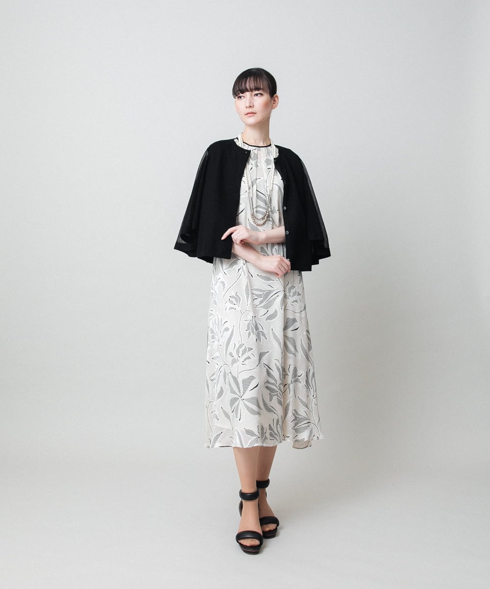 RHEXD10120 HIROKO KOSHINO(ヒロココシノ) ラインフラワーワンピース /日本製/洗える アイボリー