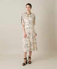 RHEXD10120 HIROKO KOSHINO(ヒロココシノ) ラインフラワーワンピース /日本製/洗える アイボリー