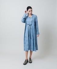 RHEXD59120 HIROKO KOSHINO(ヒロココシノ) ラインフラワードレープワンピース /日本製/洗える ライトブルー