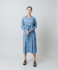 RHEXD59120 HIROKO KOSHINO(ヒロココシノ) ラインフラワードレープワンピース /日本製/洗える ライトブルー