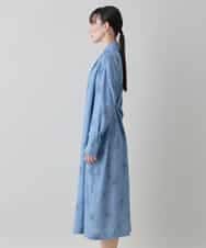 RHEXD59120 HIROKO KOSHINO(ヒロココシノ) ラインフラワードレープワンピース /日本製/洗える ライトブルー