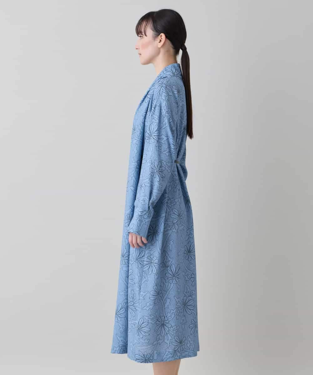 RHEXD59120 HIROKO KOSHINO(ヒロココシノ) ラインフラワードレープワンピース /日本製/洗える ライトブルー