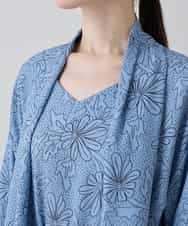 RHEXD59120 HIROKO KOSHINO(ヒロココシノ) ラインフラワードレープワンピース /日本製/洗える ライトブルー