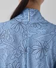 RHEXD59120 HIROKO KOSHINO(ヒロココシノ) ラインフラワードレープワンピース /日本製/洗える ライトブルー