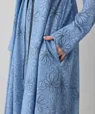 RHEXD59120 HIROKO KOSHINO(ヒロココシノ) ラインフラワードレープワンピース /日本製/洗える ライトブルー