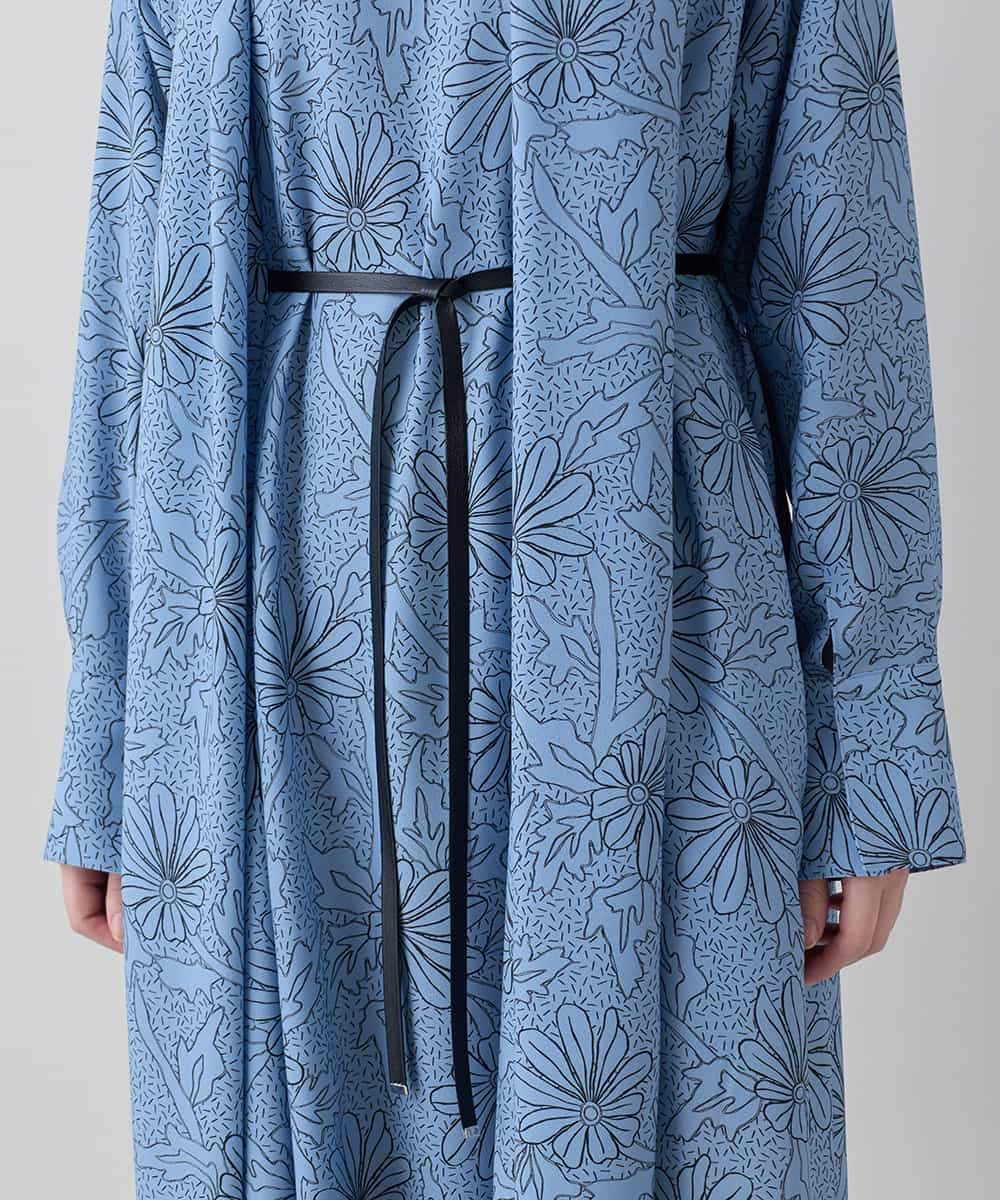 RHEXD59120 HIROKO KOSHINO(ヒロココシノ) ラインフラワードレープワンピース /日本製/洗える ライトブルー