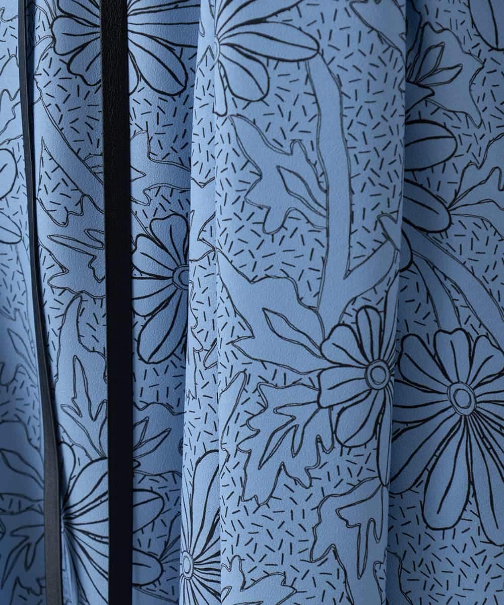 RHEXD59120 HIROKO KOSHINO(ヒロココシノ) ラインフラワードレープワンピース /日本製/洗える ライトブルー