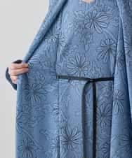 RHEXD59120 HIROKO KOSHINO(ヒロココシノ) ラインフラワードレープワンピース /日本製/洗える ライトブルー