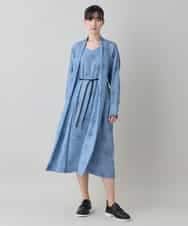 RHEXD59120 HIROKO KOSHINO(ヒロココシノ) ラインフラワードレープワンピース /日本製/洗える ライトブルー