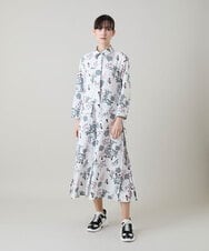 RHEYD02110 HIROKO KOSHINO(ヒロココシノ) オリエンタルアニマルプリントワンピース /日本製/洗える ホワイト