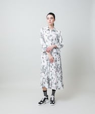 RHEYD02110 HIROKO KOSHINO(ヒロココシノ) オリエンタルアニマルプリントワンピース /日本製/洗える ブラック