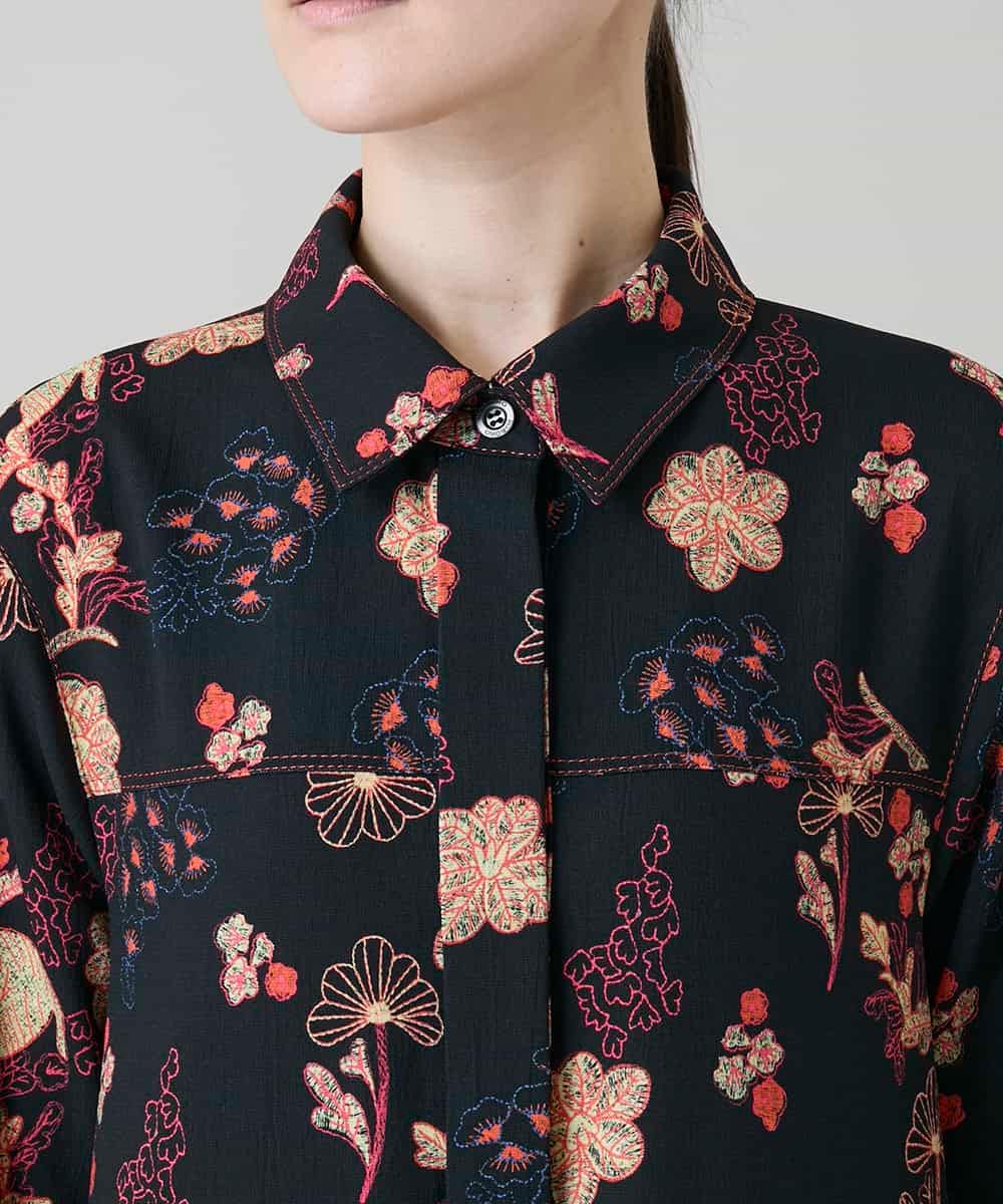 RHEYD02110 HIROKO KOSHINO(ヒロココシノ) オリエンタルアニマルプリントワンピース /日本製/洗える ブラック