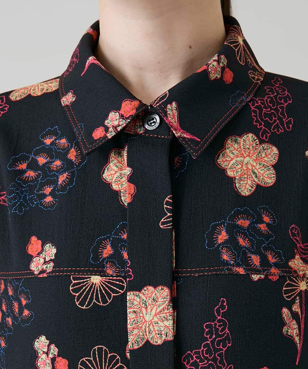 RHEYD02110 HIROKO KOSHINO(ヒロココシノ) オリエンタルアニマルプリントワンピース /日本製/洗える ブラック