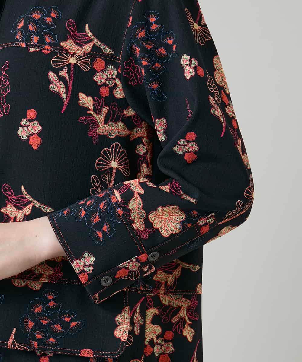 RHEYD02110 HIROKO KOSHINO(ヒロココシノ) オリエンタルアニマルプリントワンピース /日本製/洗える ブラック