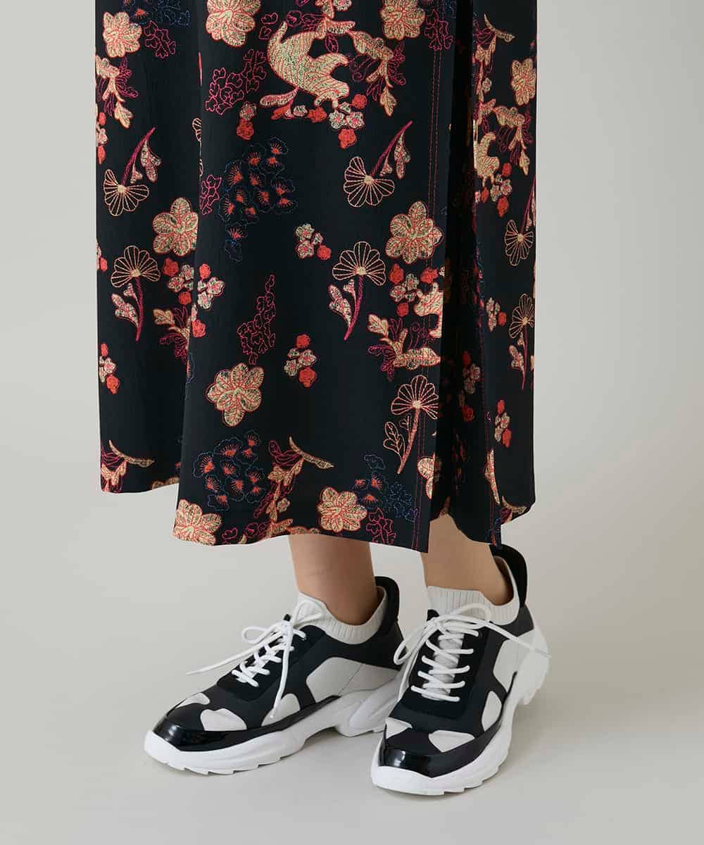 RHEYD02110 HIROKO KOSHINO(ヒロココシノ) オリエンタルアニマルプリントワンピース /日本製/洗える ブラック