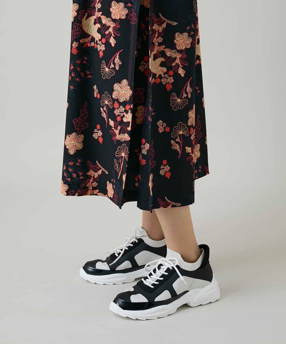 RHEYD02110 HIROKO KOSHINO(ヒロココシノ) オリエンタルアニマルプリントワンピース /日本製/洗える ブラック