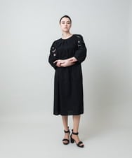 RHEYD12130 HIROKO KOSHINO(ヒロココシノ) 幾何学エンブロイダリーワンピース /洗える ブラック