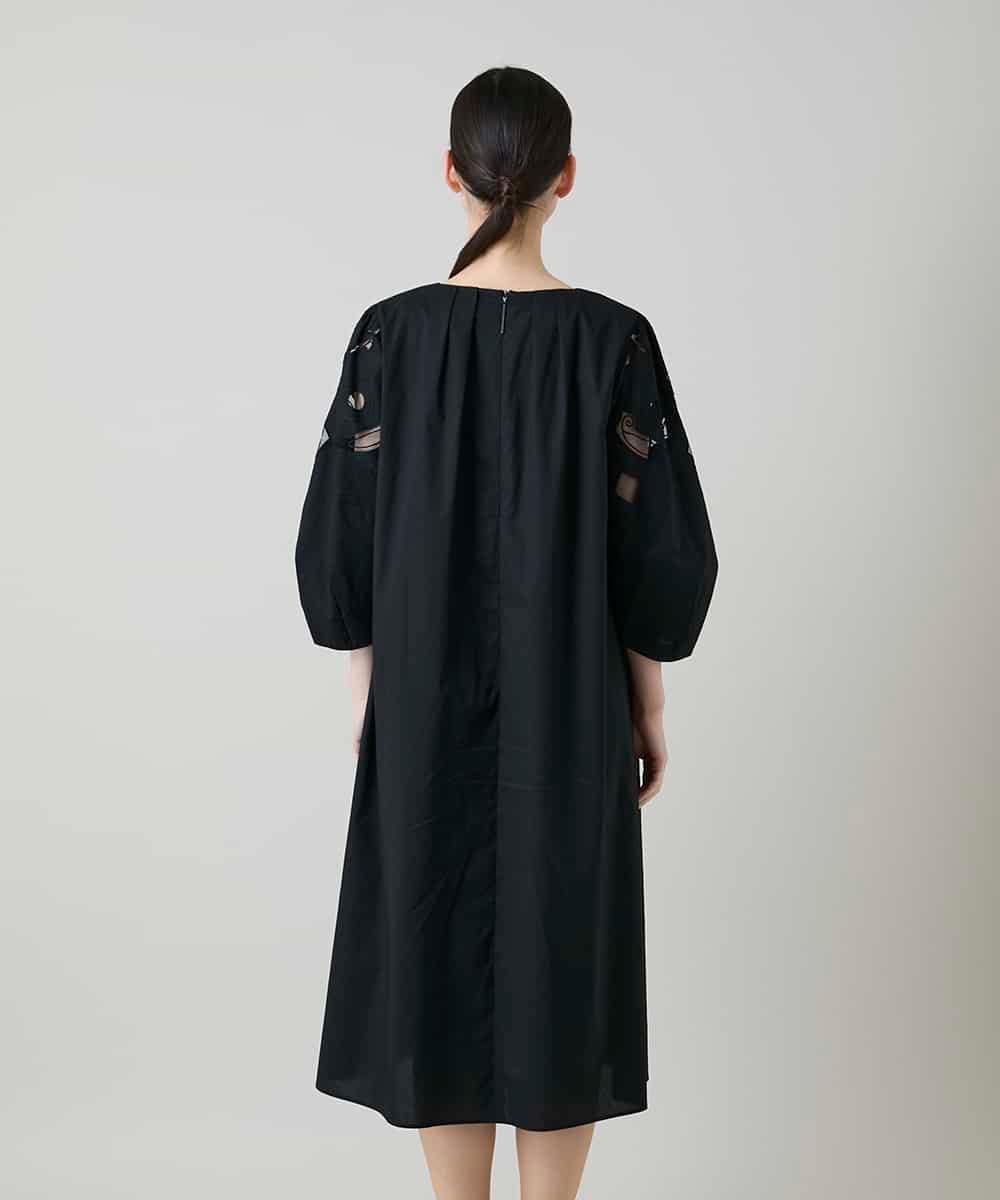 RHEYD12130 HIROKO KOSHINO(ヒロココシノ) 幾何学エンブロイダリーワンピース /洗える ブラック