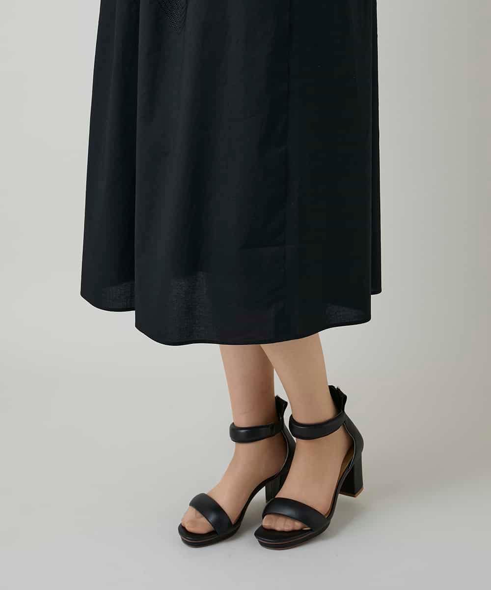 RHEYD12130 HIROKO KOSHINO(ヒロココシノ) 幾何学エンブロイダリーワンピース /洗える ブラック